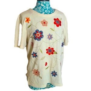 Alfred Dunner floral embroidered sweater size M